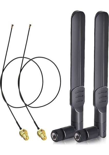 Wlan Anten 2,4 Ghz 5 Ghz 5,8 Ghz 8dbi Rp-Sma Fiş Anten ve 25 cm U.fl Ipx Ipex Mhf4 Rp-Sma Soket Uzatma Kablosu 2'li Paket M.2 Ngff Intel Kablosuz Ağ Kartı Wifi Adaptör, Dizüstü Bilgisayar Için.