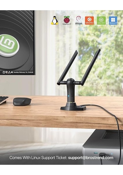 AC1200 Linux Wifi Adaptörü, Ubuntu, Kali, Nane, Debian, Lubuntu, Xubuntu, Mate, Zorin, Pureos, Raspberry Pi, Windows Vb. Için 5 Ghz + 2,4 Ghz, Uzun Menzilli USB Wifi Linux 3.0, 2X5DBI fiyatları