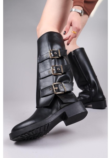 Balrog Gold Kemer Aksesuarlı Düz Çizme Siyah fiyatları