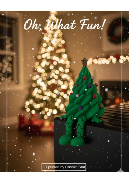 Oturan Yılbaşı Çam Ağacı Dekorlu ve Bacaya Sıkışmış Noel Baba Figür Seti | Eğlenceli Masa Dekoru Süs fiyatları