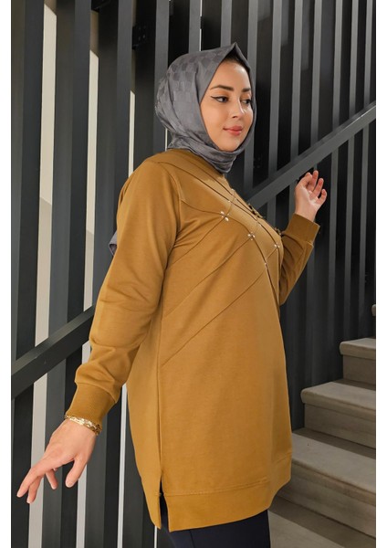 Kadın Dikme ve Taş Detaylı Tesettür Tunik fiyatları