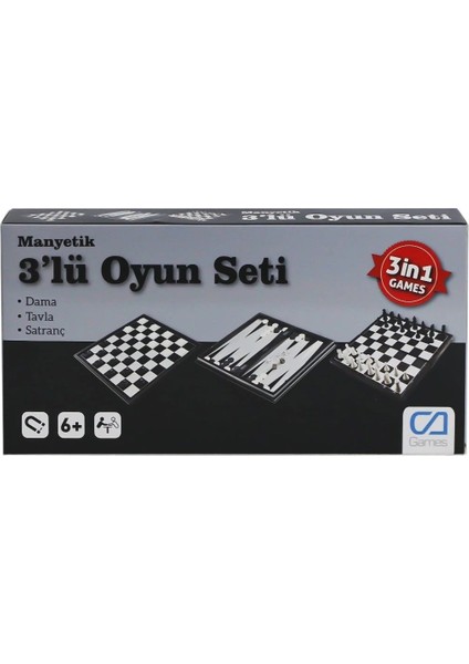 Buğz 120 CAOYN-10002 Manyetik 3'lü Oyun Seti (Tavla,dama,satranç)