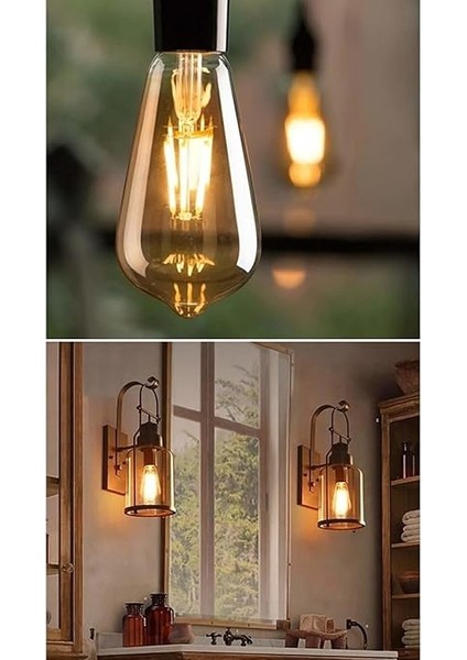 Tipi Edison Model Filament Tasarruflu ST64 LED Rustik Dekoratif Ampul Vintage Aydınlatma (1, 4 Watt ST64) fırsatları