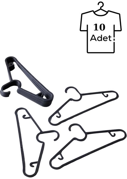 Life 10 Adet Plastik Siyah Gömlek Askısı MIT1128