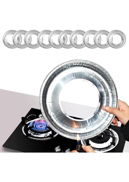 10&apos;lu Paket Ocak Yağ Geçirmez Folyo Ped, Yeniden Kullanılabilir Dayanıklı Temiz Hijyenik Mutfak Için (22 cm x 22 Cm)