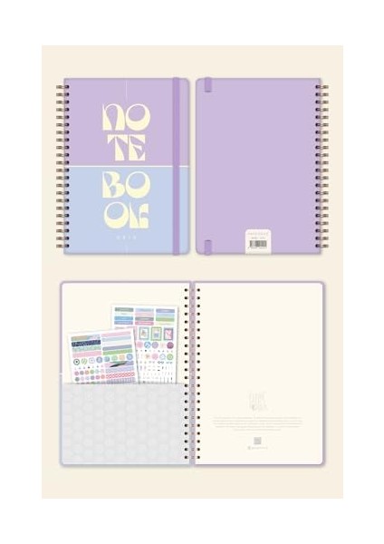 20X28 Spiralli Sert Kapak Not Defteri Lila fiyatları