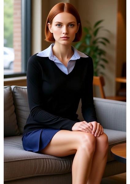 Kadın Bordo Polo Yaka Renk Bloklu Uzun Kollu Basic Siluet Smart Persona 100% Pamuk Kışlık Triko Üst fiyatları