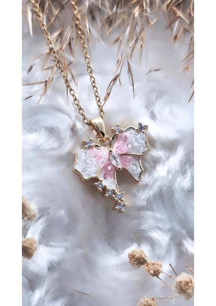 Çınar Yaprağı Kelebek Çelik Kolye