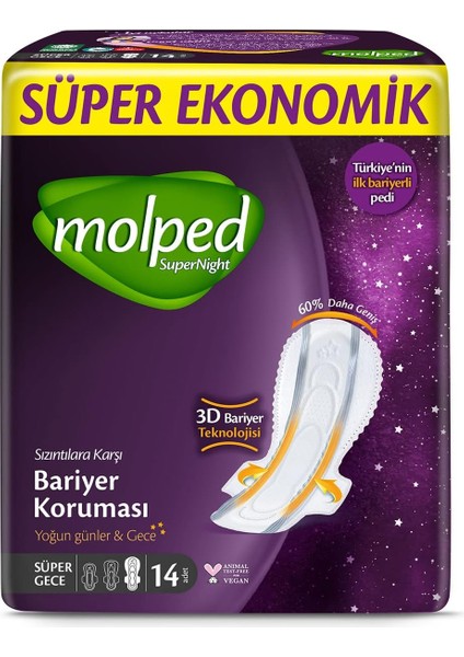 Molped Supernight Ultra Hijyenik Ped Super Gece Süper Ekonomik 14 Adet