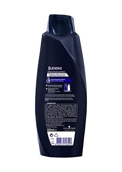 Blendax Erkekler Için Mentol Ferahlığı Nane Özlü Şampuan, 500 ml