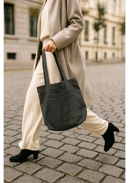 Çok Amaçlı Premium Tek Çıtlı Life Baskılı Gri Orta Boy Kanvas El ve Omuz Çantası modelleri