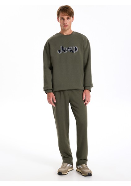 Bisiklet Yaka Baskılı Haki Erkek Sweatshırt J5WM-SWT7305 fiyatları