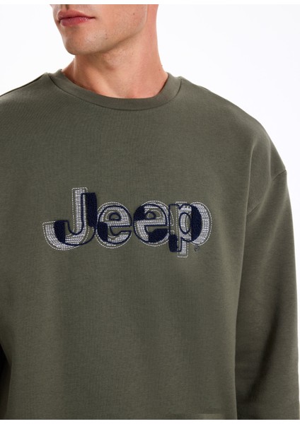 Bisiklet Yaka Baskılı Haki Erkek Sweatshırt J5WM-SWT7305 fırsatları