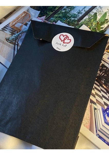 Renkli Hediye Paketi Banded Claret Package 15 * 4 * 21 cm 4lü (Siyah)