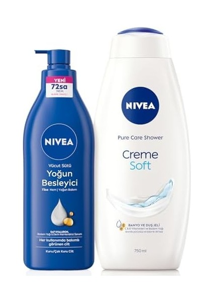 Nivea Creme Soft Kremsi Dokunuş Duş Jeli 750ML ve Besleyici Vücut Sütü 400ML, Nemlendirici, Kuru Cilt modelleri