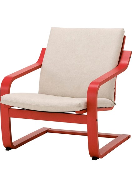 Poang Sallanan Koltuk Kırmızı Katorp Ekru Bej Alçak Arkalıklı