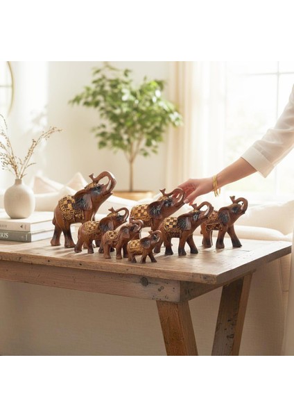 Lüks Motif Işlemeli Feng Shui 7’li Şans Bereket Fil Heykeli Biblo Seti Ev Ofis Yeni Yıl Hediyesi 9 fiyatları