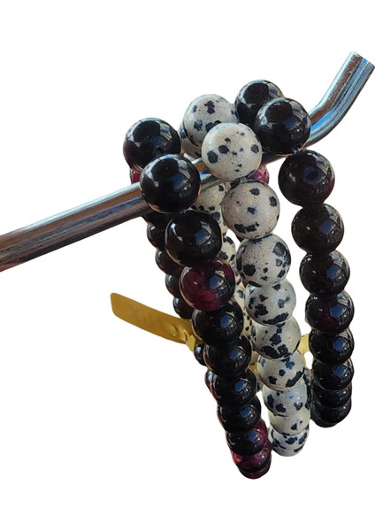 3 Adet Farklı Renklerde Elastik Misina Üzerine Kuvars Doğal Taş Bileklik