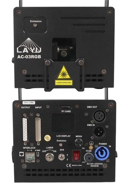 AC-03RGB 3 Watt Rgb Lazer 25KPPS Double Safety Design Sd Card Dmx Ilda Analog modelleri