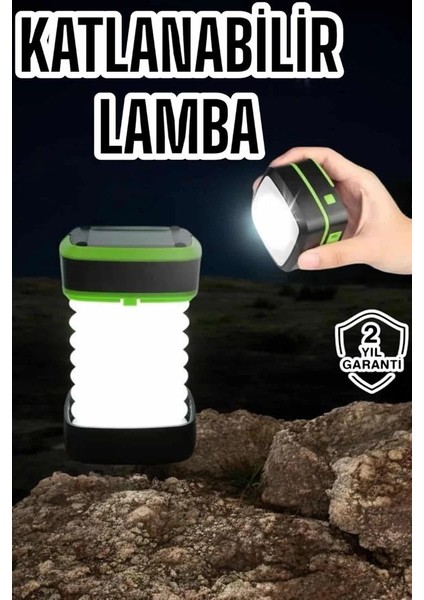 Katlanabilir Kamp Lambası Solar Fener Görünümlü 3 Kademeli Şarjlı fiyatları