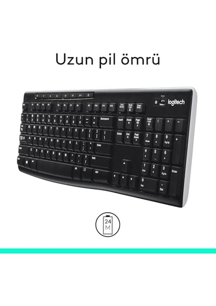 K270 Kablosuz Klavye, Tuş Takımı, Sıvı Dökülmesine Dayanıklı, 10 M Kullanım Mesafesi, Türkçe Q Klavye, Siyah fiyatları