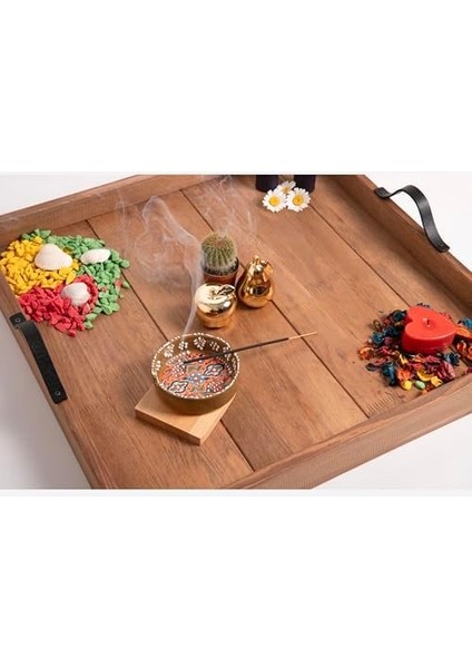 Ahşap Servis ve Sunum Tepsisi Ceviz Renk - 60X60 cm fiyatları