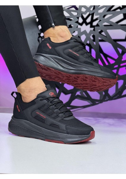 Unisex Fuspetli Su Geçirmez Spor Ayakkabı - Siyah Kırmızı