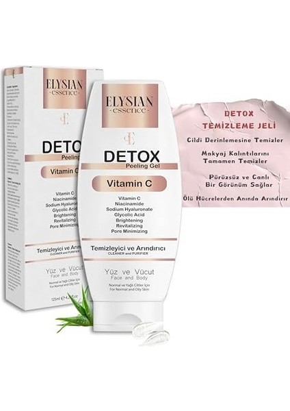 Elysian Essence Detox Peeling Jel 125 ml | Ölü Hücre Arındırıcı Temizleme Jeli | Yüz ve Vücut Temizleyici | Aha Bha, Vitamin C, Niacinamide