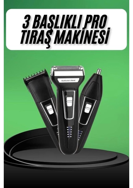 Tıraş Makinesi 3 Başlıklı T Başlıklı Hassas Ciltlere Özel Saç Sakal Vücut Kulak ve Burun fiyatları