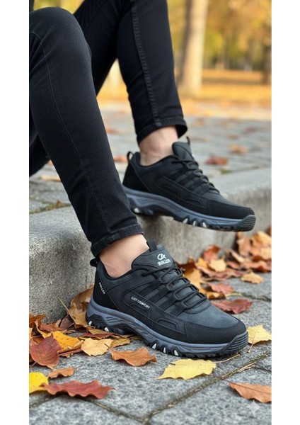 Erkek Su Geçirmez Ortopedik Outdoor Ayakkabı - Siyah Füme fırsatları