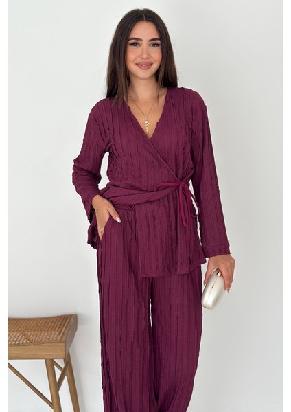 Kadın Kahverengi Bağlamalı Takım – Sofistike & Yapılandırılmış Stil fiyatları