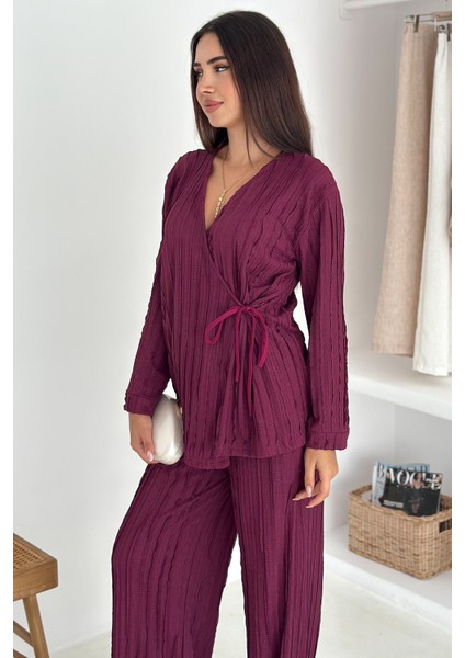 Kadın Kahverengi Bağlamalı Takım – Sofistike & Yapılandırılmış Stil modelleri