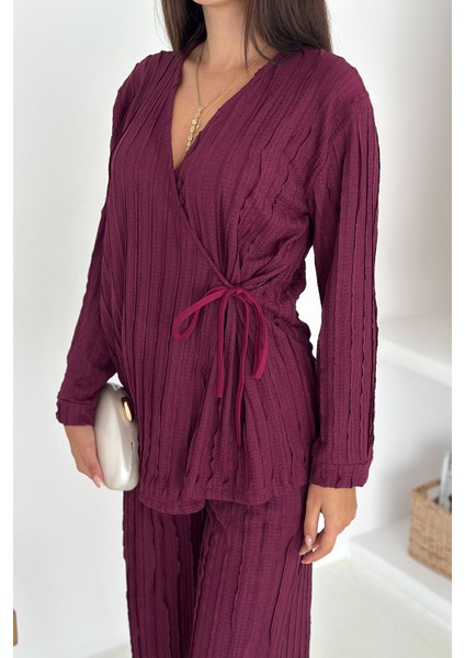 Kadın Kahverengi Bağlamalı Takım – Sofistike & Yapılandırılmış Stil fırsatları