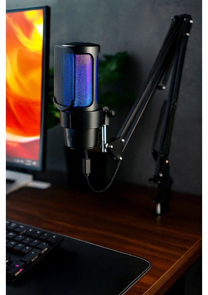 DMK008 Rgb Gaming Masa Standlı Profesyonel Oyuncu ve Yayıncı Mikrofonu indirimleri