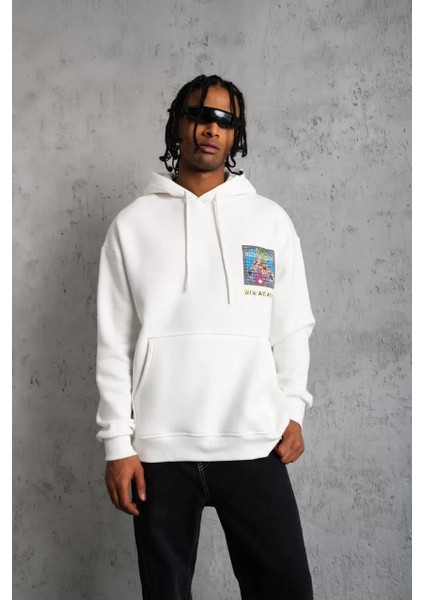 Erkek Patel Six Baskılı Kapüşonlu Sweat - Beyaz fiyatları