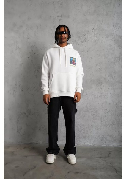 Erkek Patel Six Baskılı Kapüşonlu Sweat - Beyaz modelleri