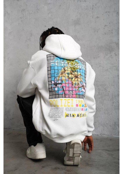 Erkek Patel Six Baskılı Kapüşonlu Sweat - Beyaz fırsatları