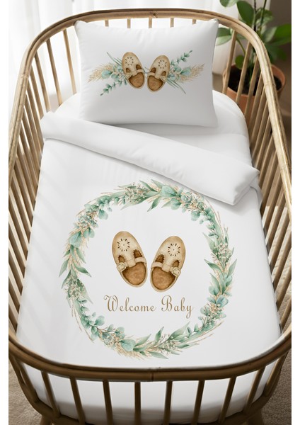 %100 Pamuk Anne Yanı 60X100 Beşik Nevresim Takımı