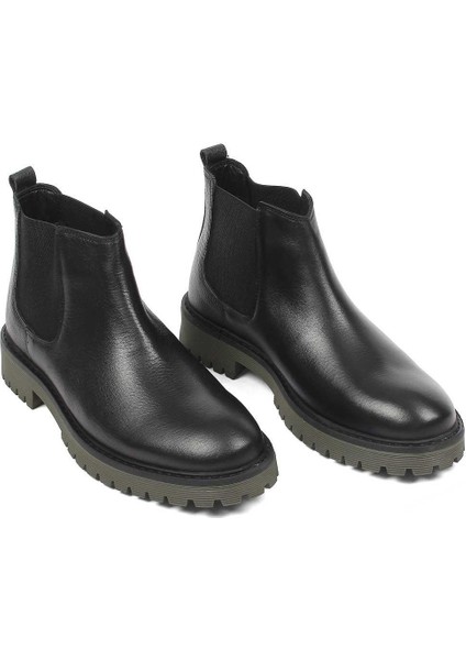 Erkek Siyah Deri Chelsea Bot