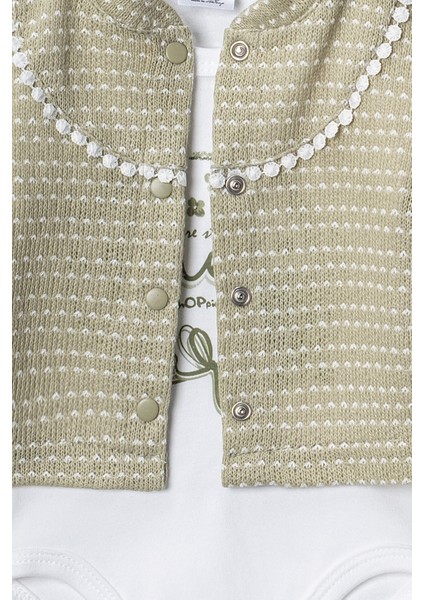 Baby Kız Bebek 3 Ay 6 Ay 9 Ay Triko Görünümlü Hırkalı Badili Altı Penye Interlok 3'lü Takım modelleri