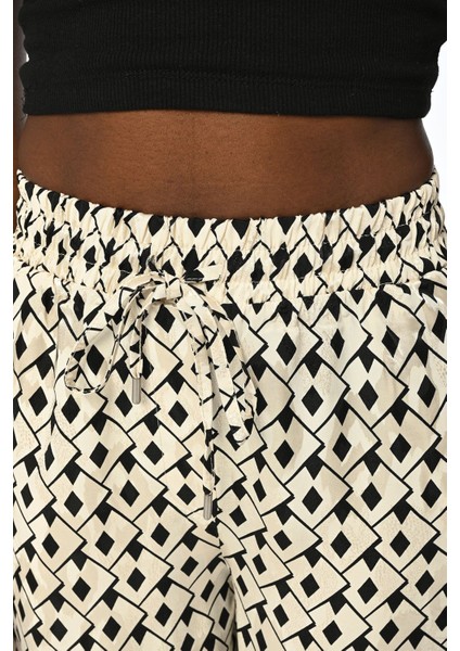 Kadın Desenli Beli Lastikli Bol Paça Pantolon fiyatları