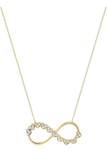 14 Ayar Kalpli Sonsuzluk Tasarım Altın Kolye