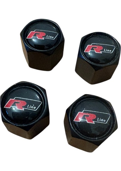 R Line Logo Metal Siyah Renk 4 Adet Sibop Kapak