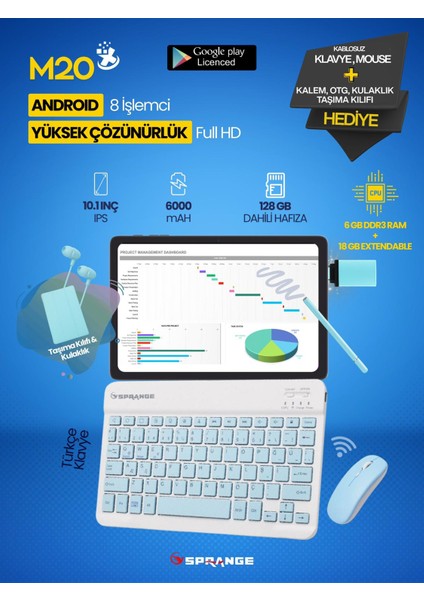 Multi All In One 10.1" IPS Ekran | 8 Çekirdek | 6gb - 128 GB | Wi-Fi | Google Lisanslı Tablet modelleri