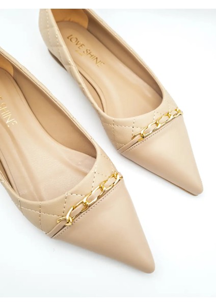 Aloria Kadın Kapitone Zincir Tokalı Babet Modern Detaylı Tasarım