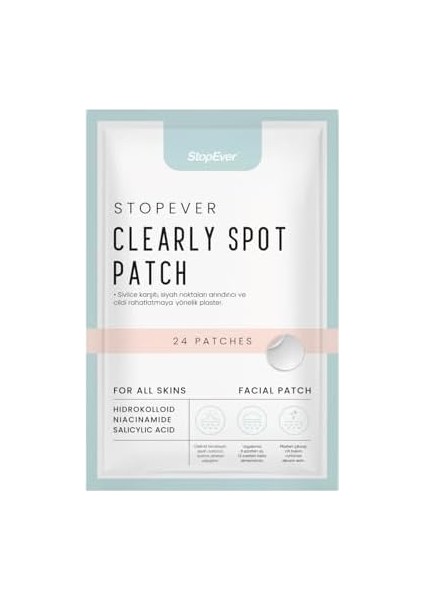 Stopever Clearly Spot Patch, Sivilce Karşıtı Şeffaf Plaster | Şeffaf, Ultra Ince, Hidrokolloid + Niacinamide + Salicylic Asit Içerikli Akne Karşıtı Yüz Bandı | 24 Adet fiyatları
