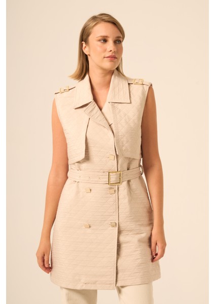 Bayan Kapitone Yelek Beige 31240 fırsatları