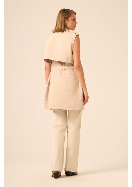 Bayan Kapitone Yelek Beige 31240 indirimleri