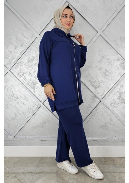 Kadın Fermuarlı Çiçek Detaylı Tesettür Takım modelleri