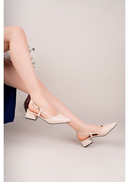 BA04490 Ten Deri Kadın Tokalı Kısa Klasik 3 cm Topuklu Ayakkabı - 36 fiyatları